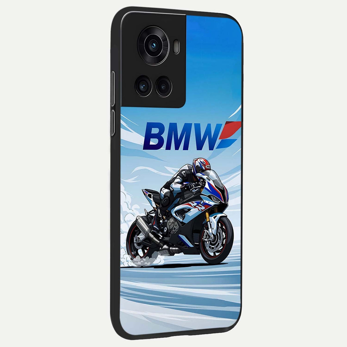 BMW Power Drift back cover For OnePlus 10R slim fit glass case with vibrant aesthetic design
