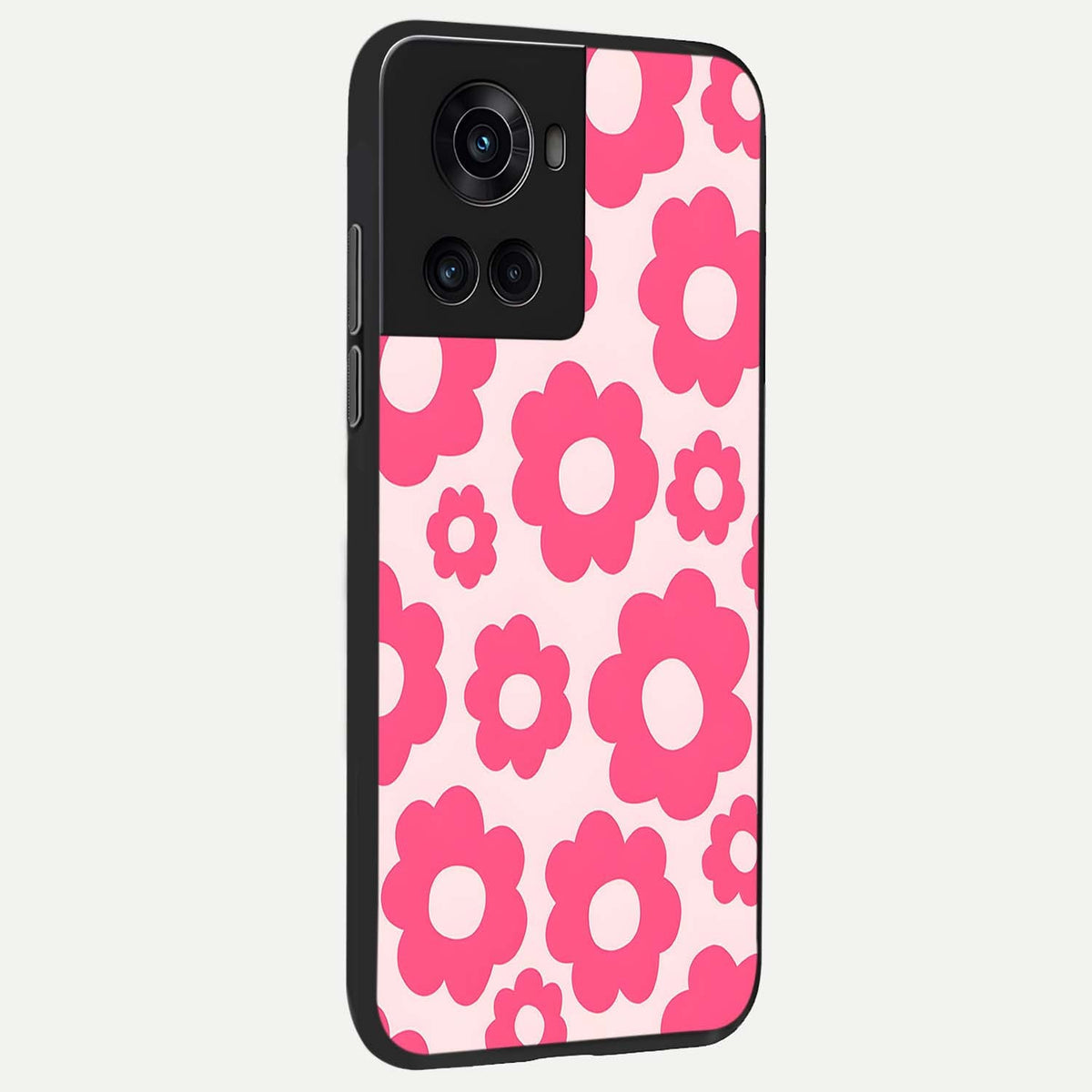 Blush Flower Pop back cover For OnePlus 10R slim fit glass case with vibrant aesthetic design
