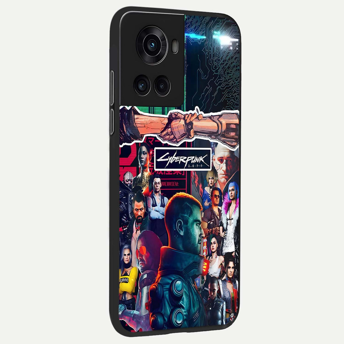 CYBERPUNK Legacy back cover For OnePlus 10R slim fit glass case with vibrant aesthetic design