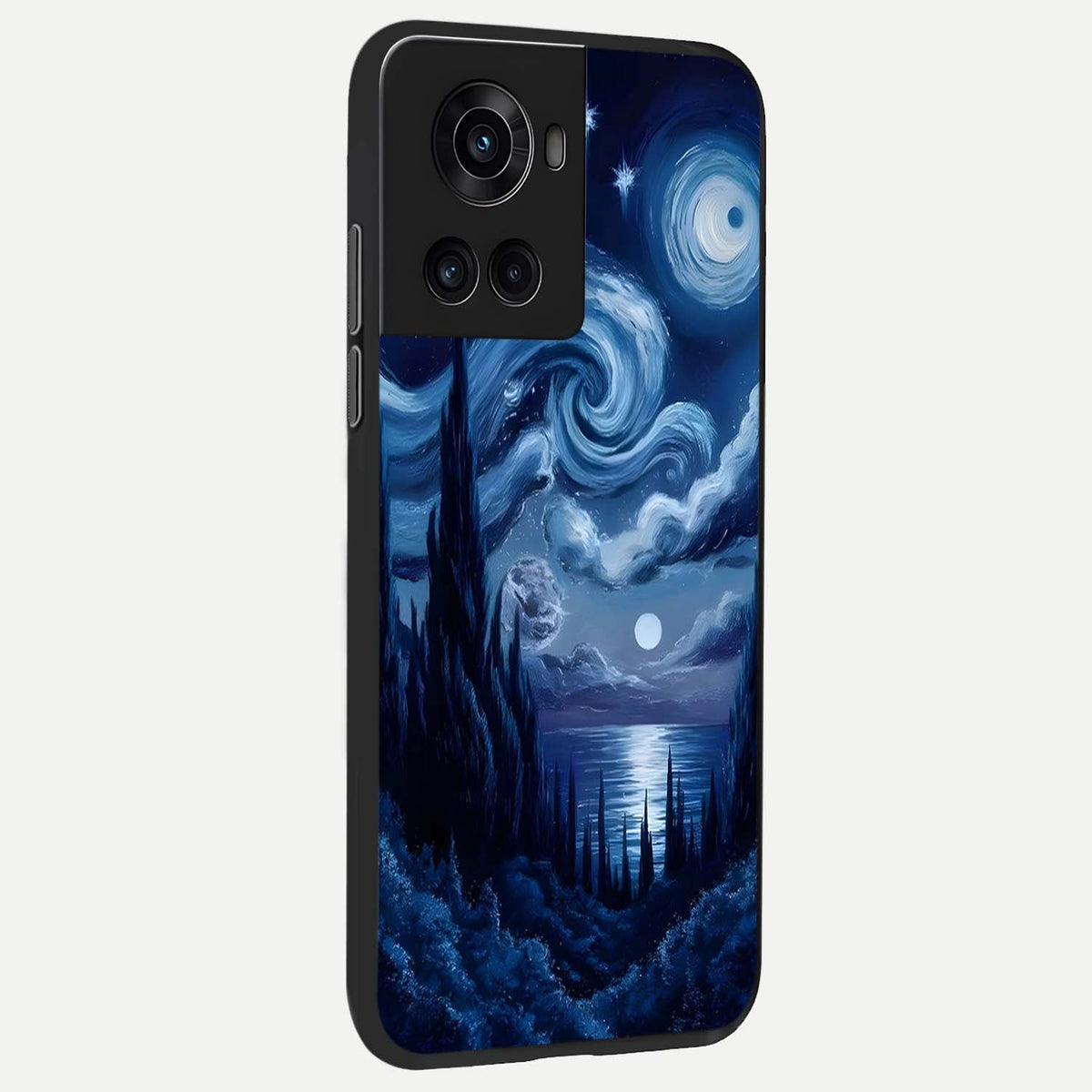 Celestial Dream Van Gogh back cover For OnePlus 10R slim fit glass case with vibrant aesthetic design