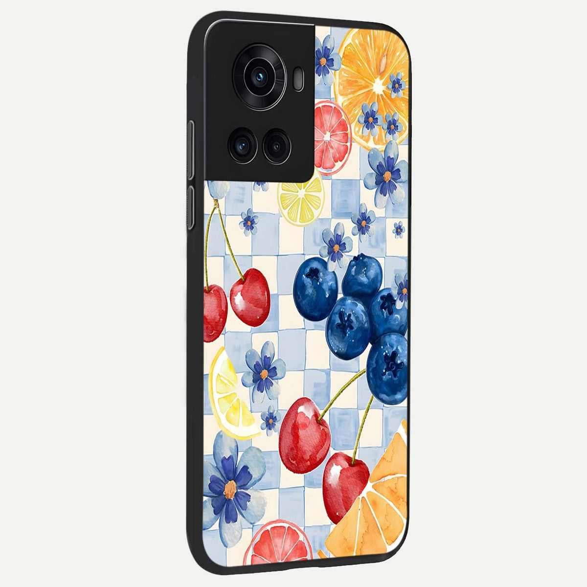 Citrus Bloom Joy back cover For OnePlus 10R slim fit glass case with vibrant aesthetic design