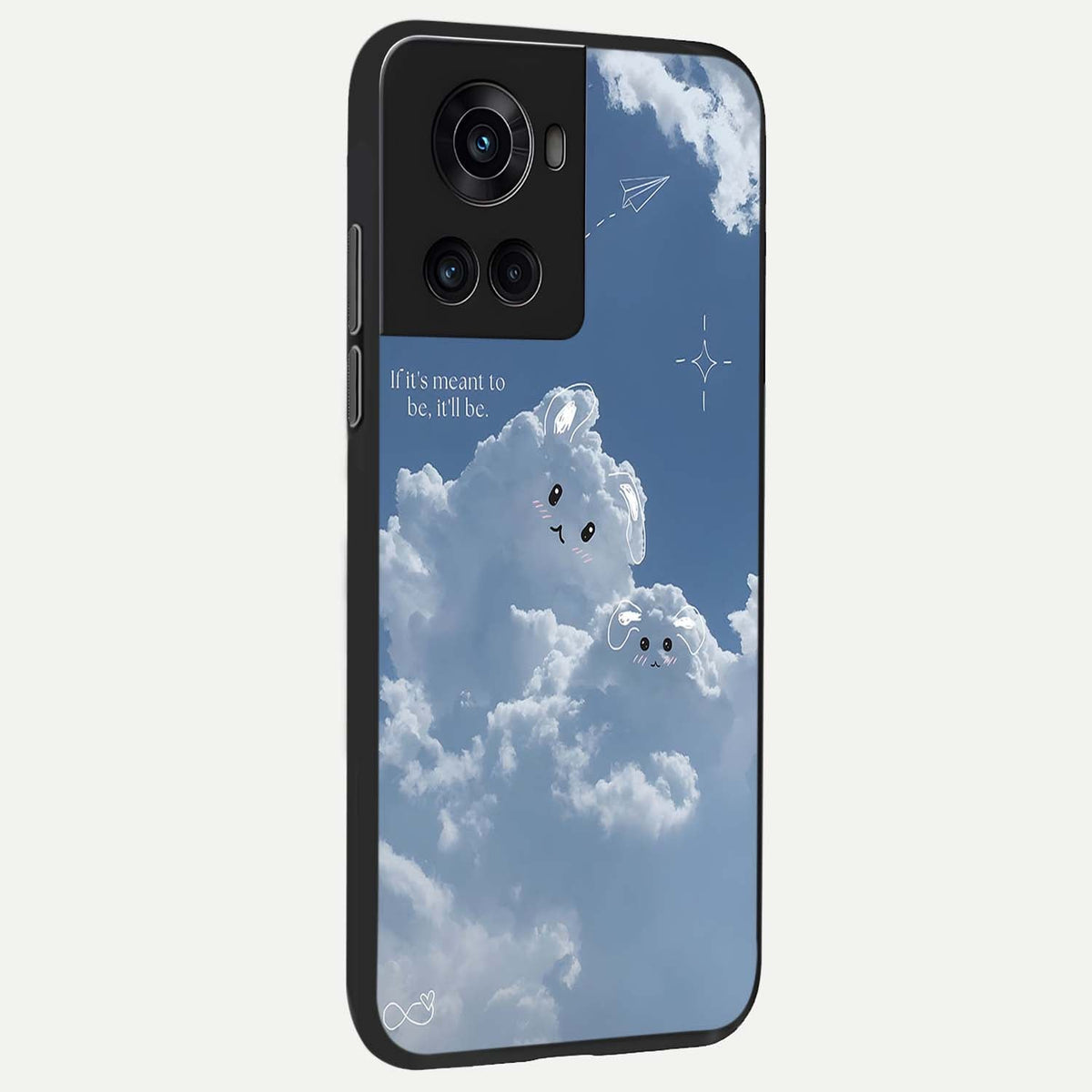 Cloud Bunny Dreams back cover For OnePlus 10R slim fit glass case with vibrant aesthetic design