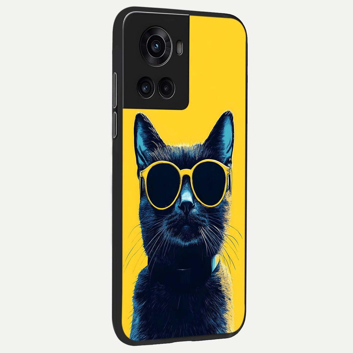 Cool Cat Vibes back cover For OnePlus 10R slim fit glass case with vibrant aesthetic design