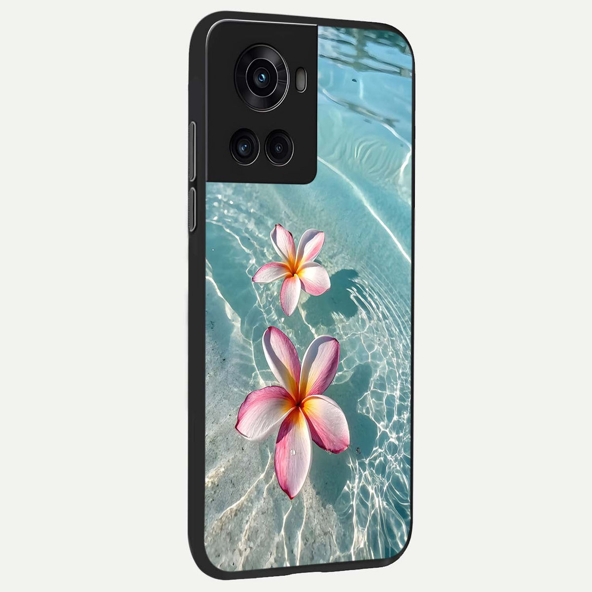 Floating Bloom Bliss back cover For OnePlus 10R slim fit glass case with vibrant aesthetic design