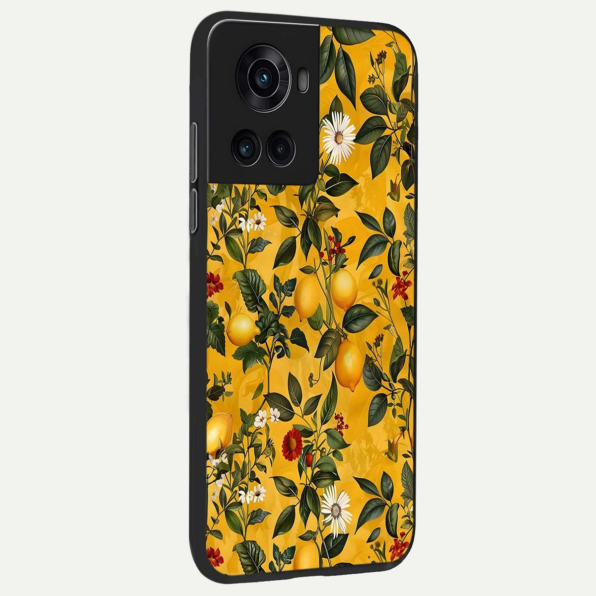 Golden Lemon Field back cover For OnePlus 10R slim fit glass case with vibrant aesthetic design
