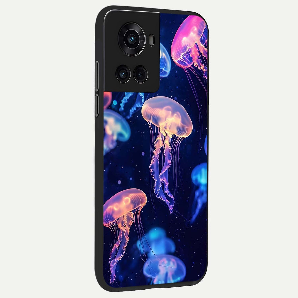 Jellyfish Pattern back cover For OnePlus 10R slim fit glass case with vibrant aesthetic design