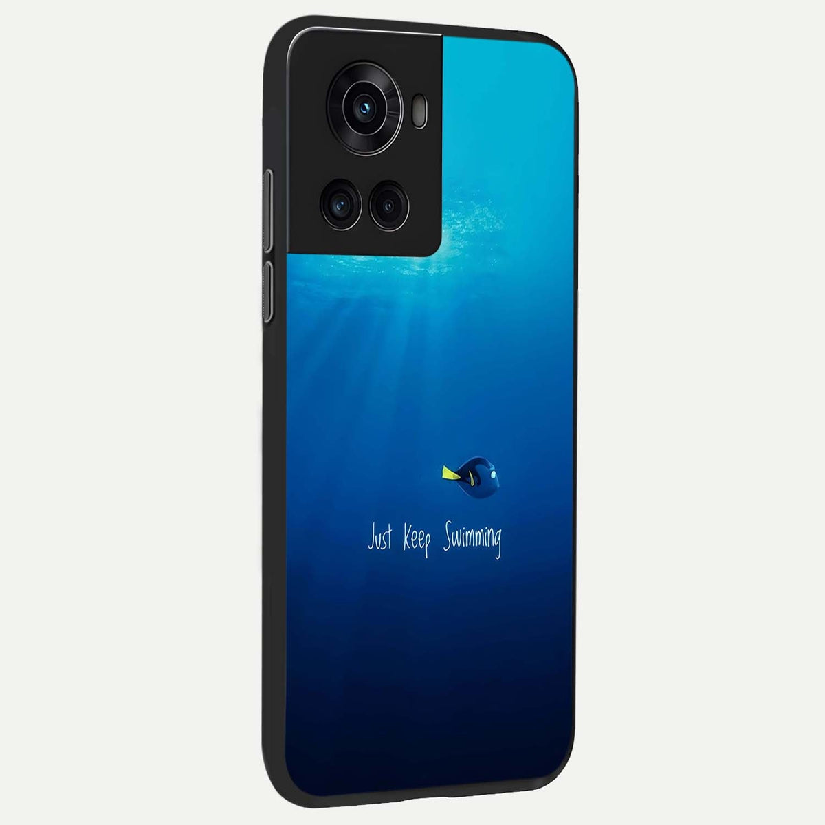 Just Keep Swimming back cover For OnePlus 10R slim fit glass case with vibrant aesthetic design