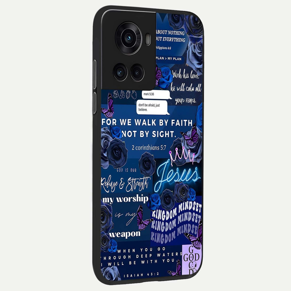Kingdom Faith Glow back cover For OnePlus 10R slim fit glass case with vibrant aesthetic design