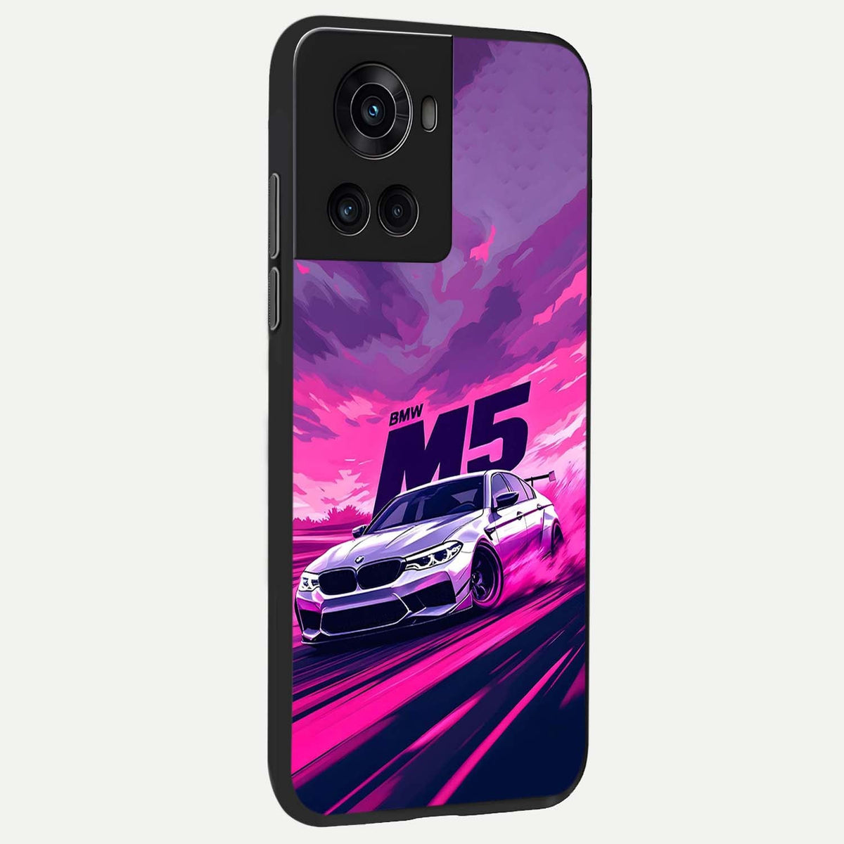 MS Neon Car back cover For OnePlus 10R slim fit glass case with vibrant aesthetic design