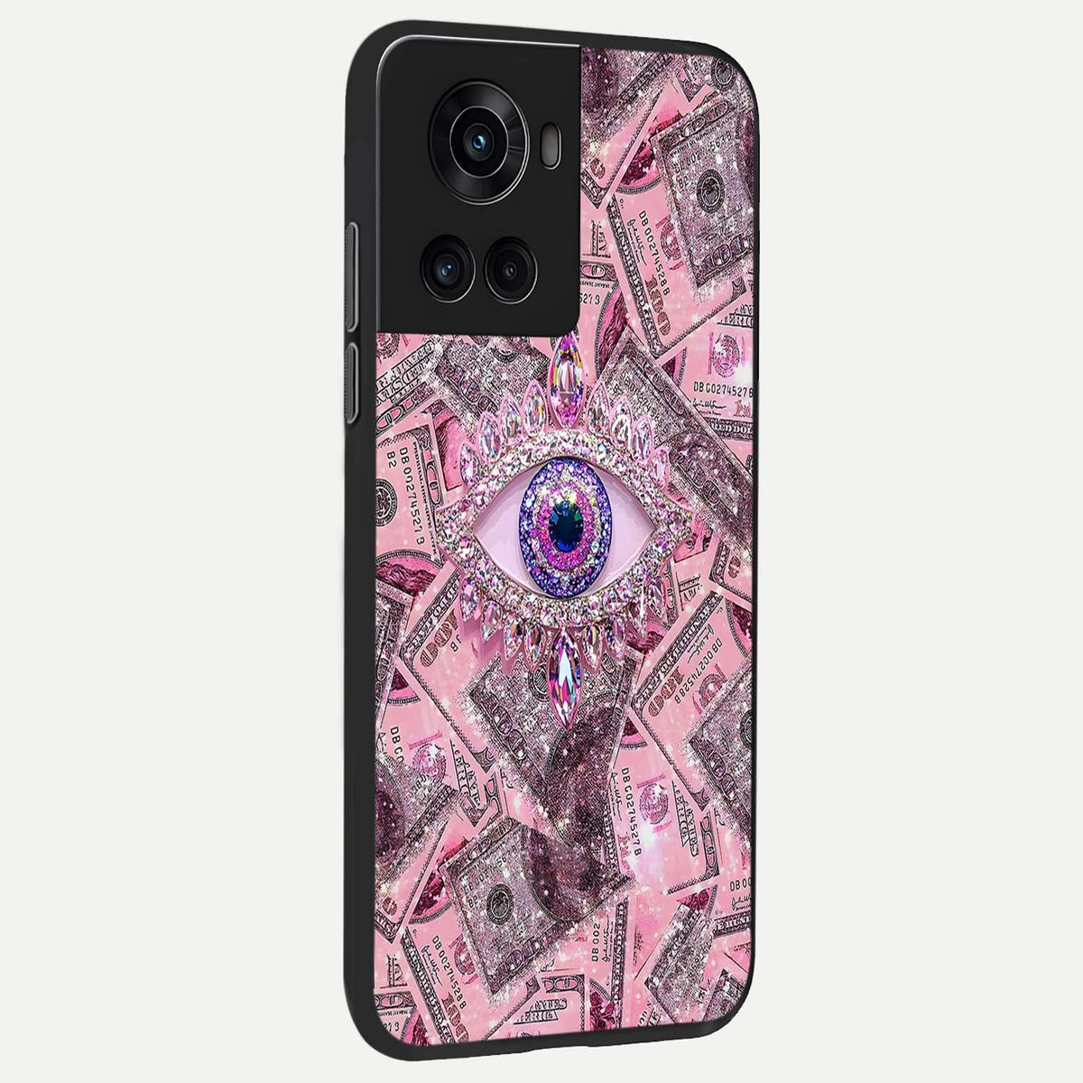 Money Eye Luxe back cover For OnePlus 10R slim fit glass case with vibrant aesthetic design