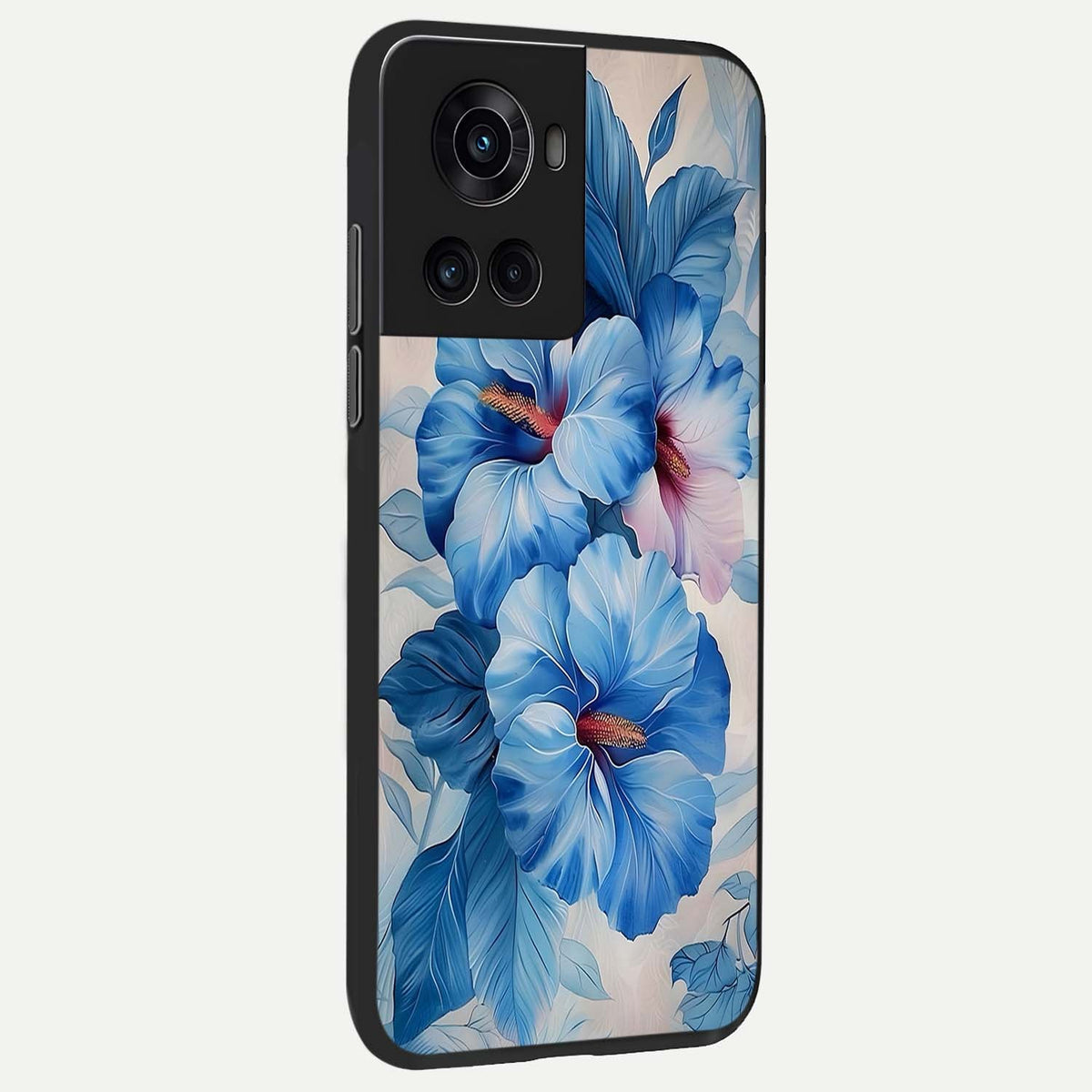 Ocean Hibiscus Grace back cover For OnePlus 10R slim fit glass case with vibrant aesthetic design