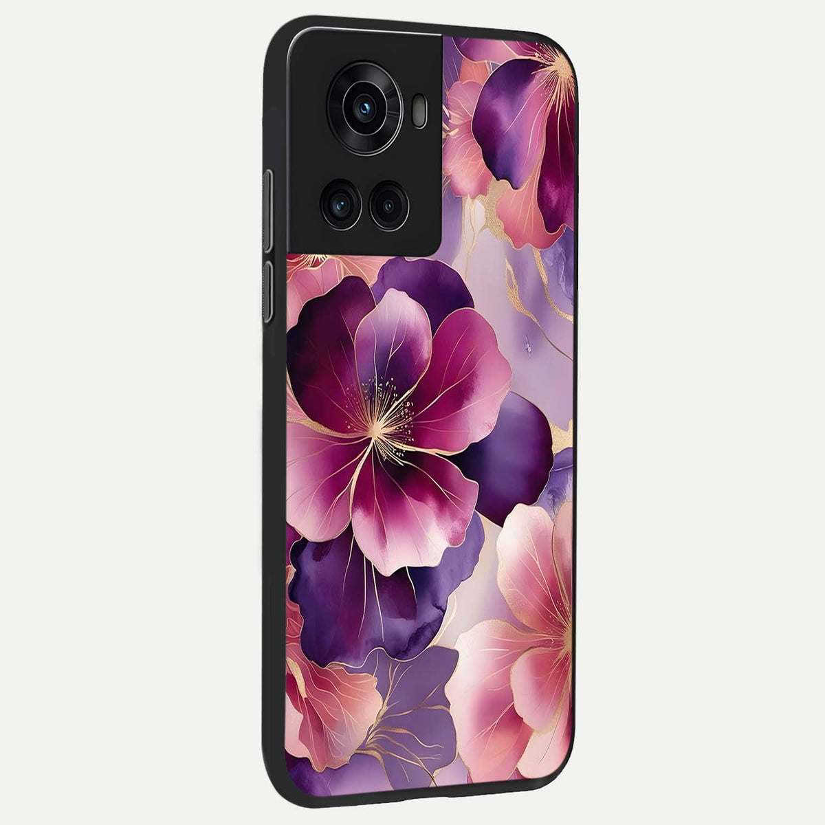 Pink Bouquet Florals back cover For OnePlus 10R slim fit glass case with vibrant aesthetic design