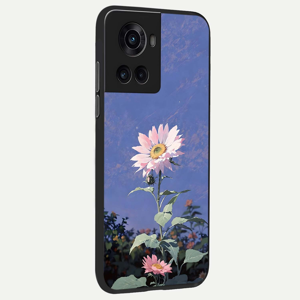 Pink Shells Outline back cover For OnePlus 10R slim fit glass case with vibrant aesthetic design