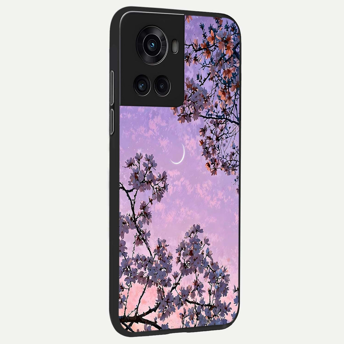 Purple Serenity Moon back cover For OnePlus 10R slim fit glass case with vibrant aesthetic design