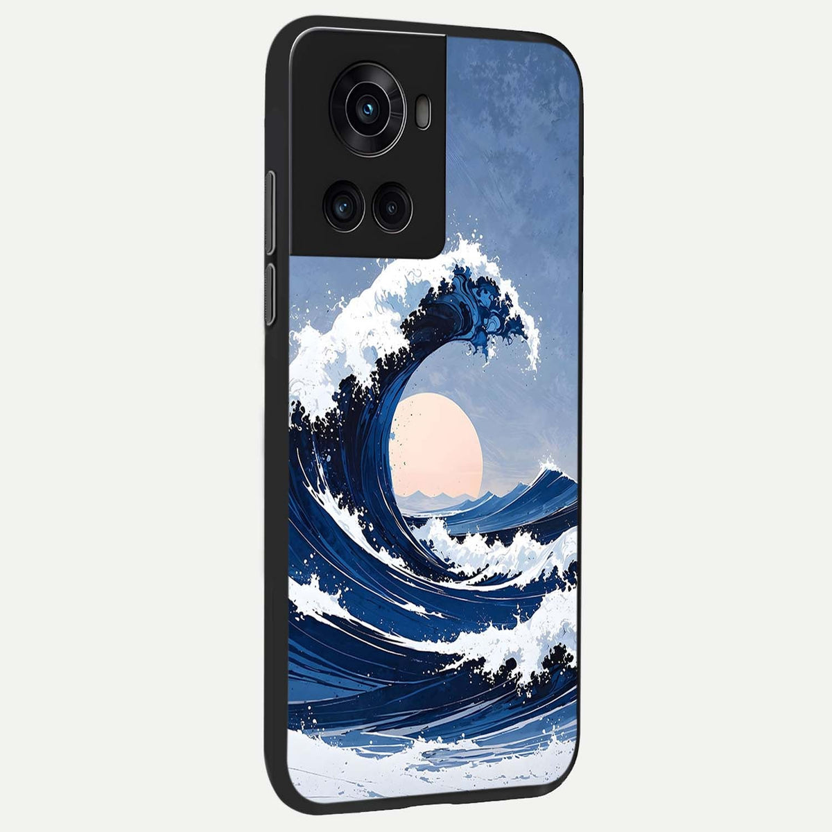 Rising Tide Power back cover For OnePlus 10R slim fit glass case with vibrant aesthetic design