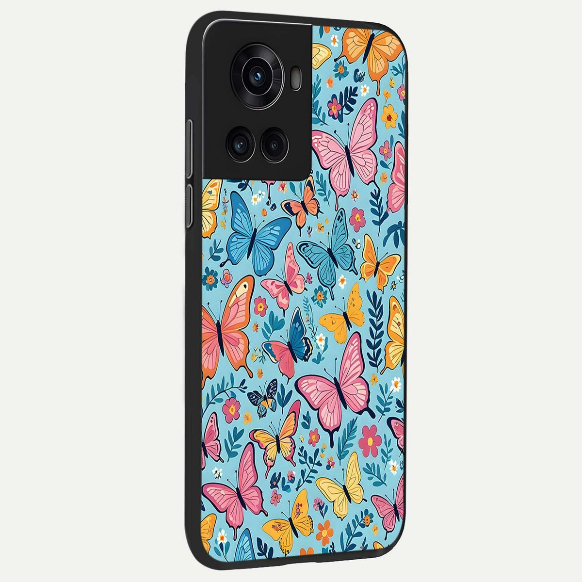 Spring Wing Garden back cover For OnePlus 10R slim fit glass case with vibrant aesthetic design
