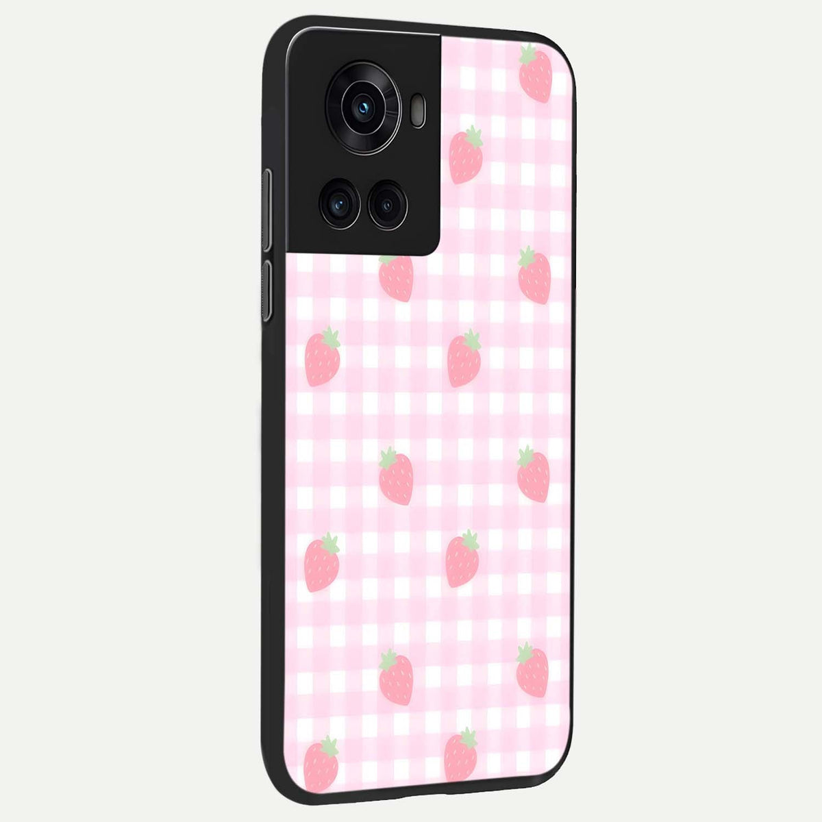 Strawberry Picnic Love back cover For OnePlus 10R slim fit glass case with vibrant aesthetic design