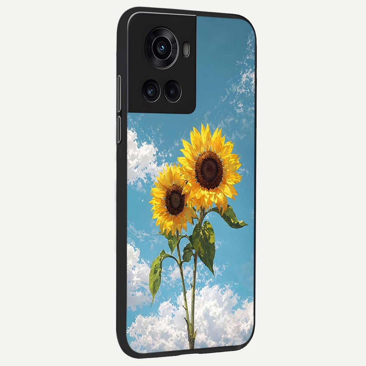 Sunlit Daisy Glow back cover For OnePlus 10R slim fit glass case with vibrant aesthetic design