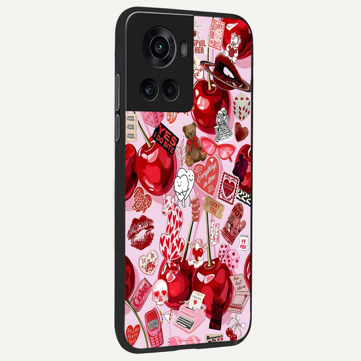 Sweet Cherry Chaos back cover For OnePlus 10R slim fit glass case with vibrant aesthetic design