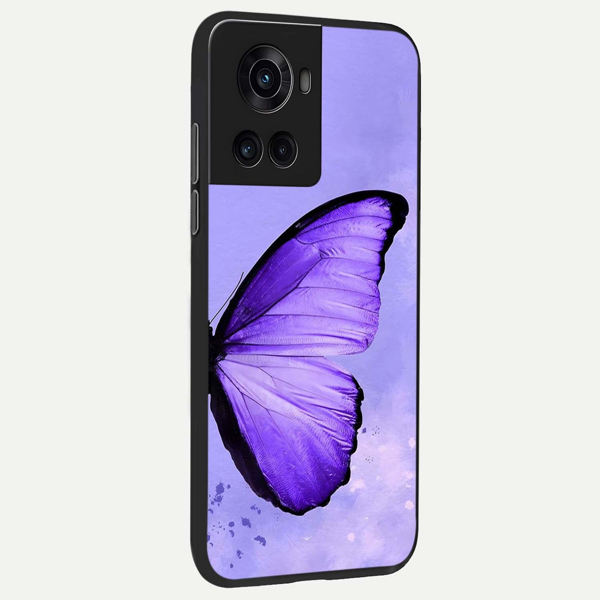 Violet Dream Wing back cover For OnePlus 10R slim fit glass case with vibrant aesthetic design