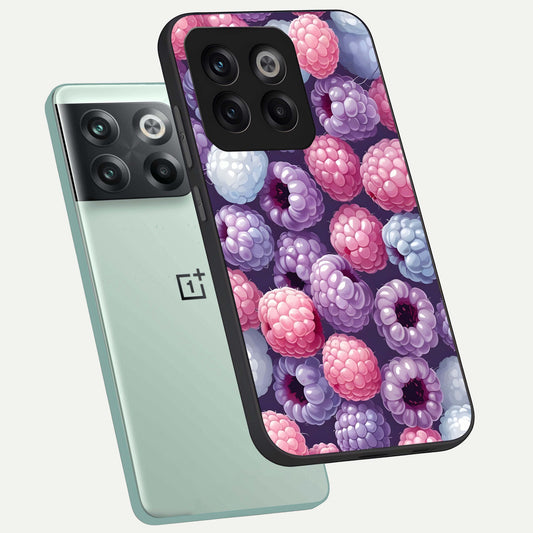 Berry Candy Pop phone case For OnePlus 10T showing premium glass back cover with detailed artwork