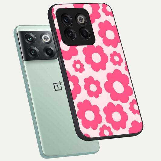 Blush Flower Pop phone case For OnePlus 10T showing premium glass back cover with detailed artwork