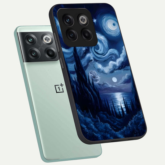 Celestial Dream Van Gogh phone case For OnePlus 10T showing premium glass back cover with detailed artwork