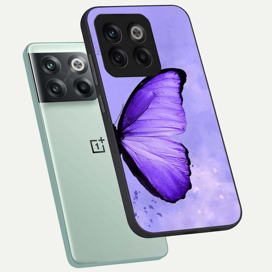 Violet Dream Wing phone case For OnePlus 10T showing premium glass back cover with detailed artwork