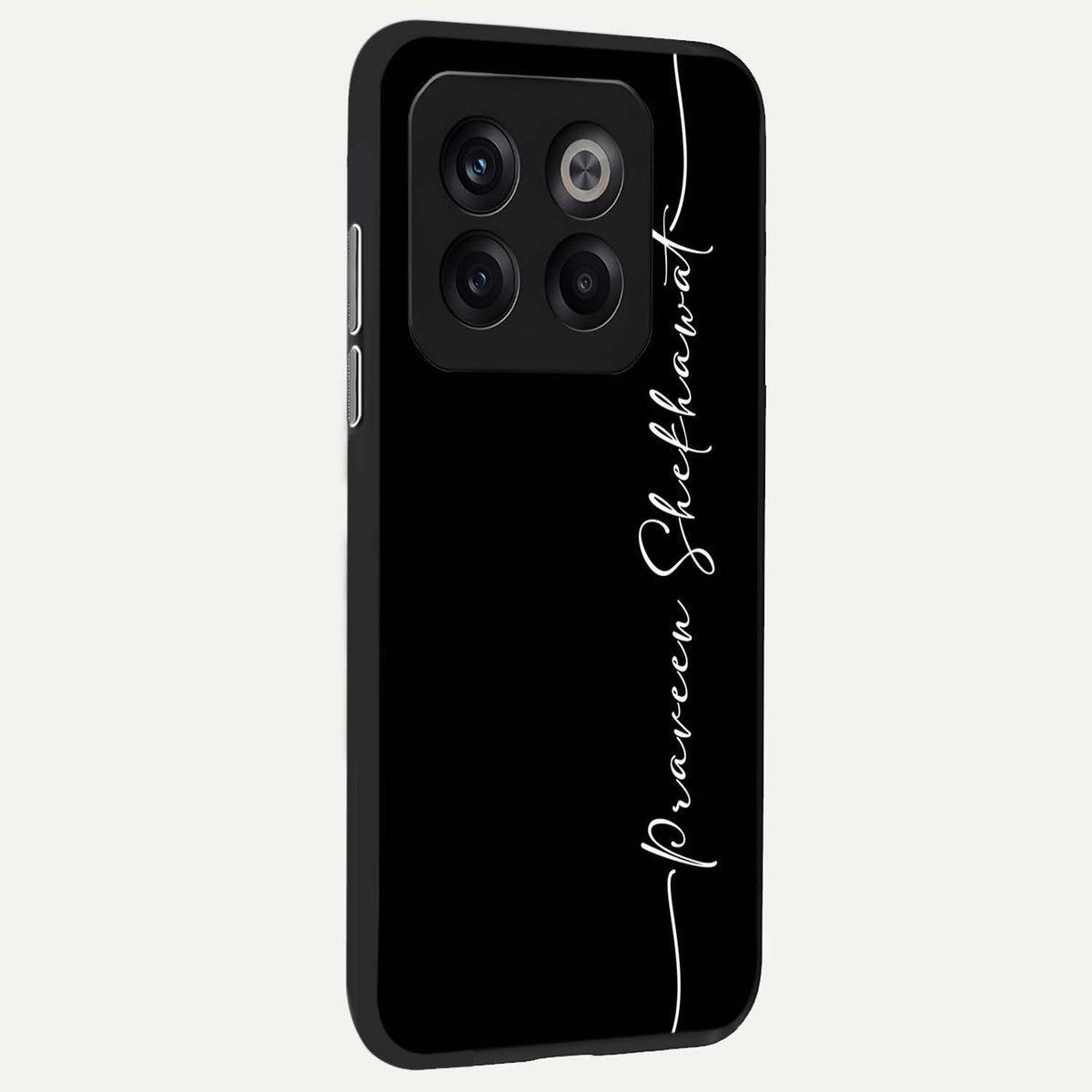 Black Tune Custom Name back cover For OnePlus 10T slim fit glass case with vibrant aesthetic design