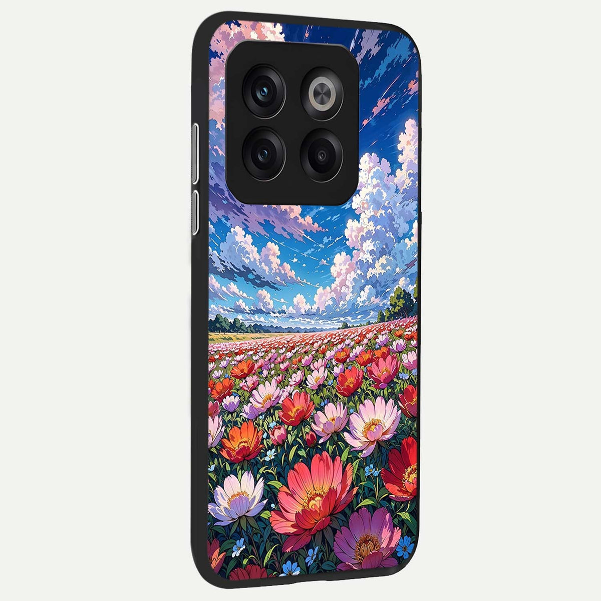 Blossom Sky Field back cover For OnePlus 10T slim fit glass case with vibrant aesthetic design