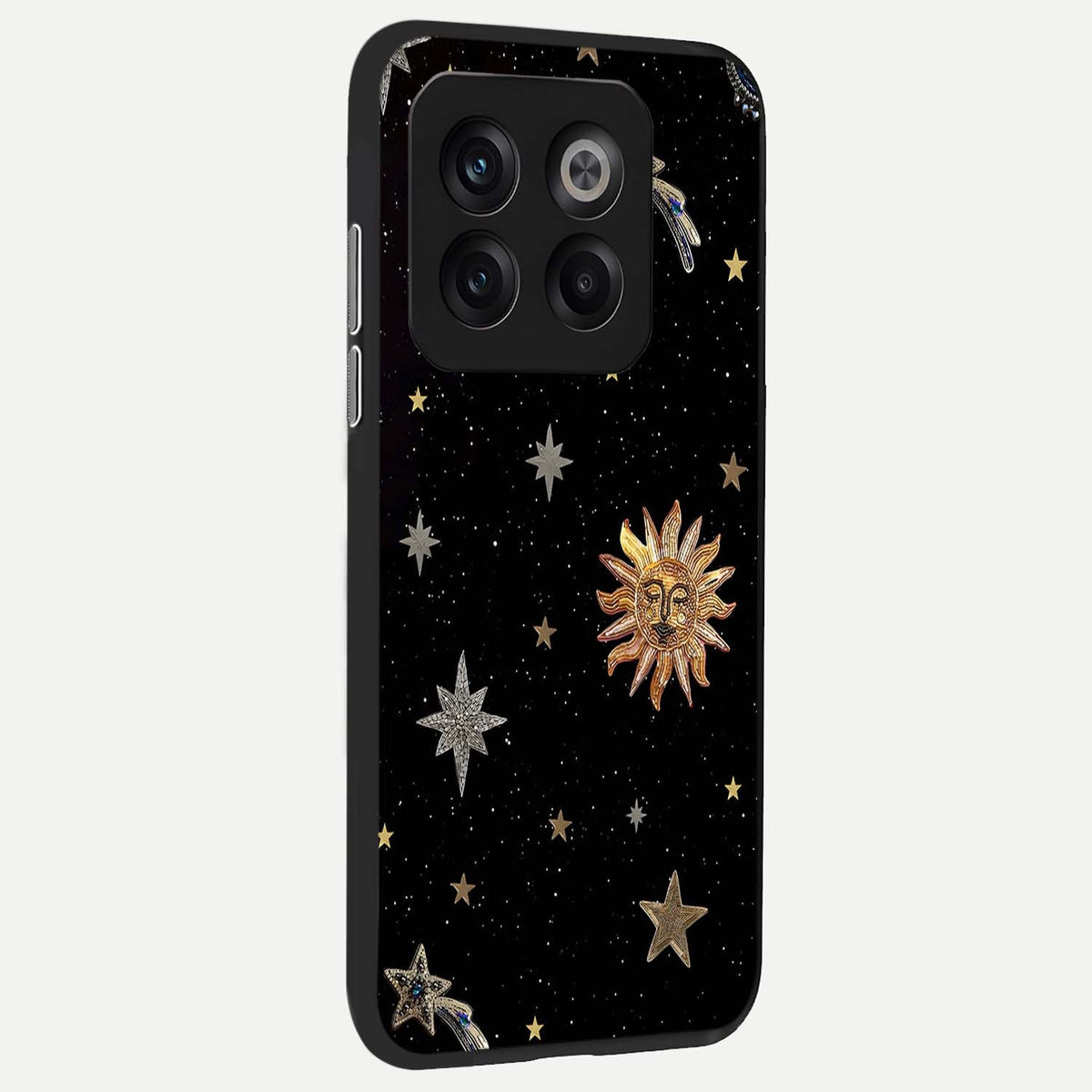 Celestial Moon With Stars back cover For OnePlus 10T slim fit glass case with vibrant aesthetic design