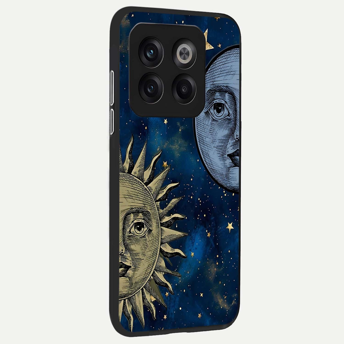 Celestial Moon With Sun back cover For OnePlus 10T slim fit glass case with vibrant aesthetic design