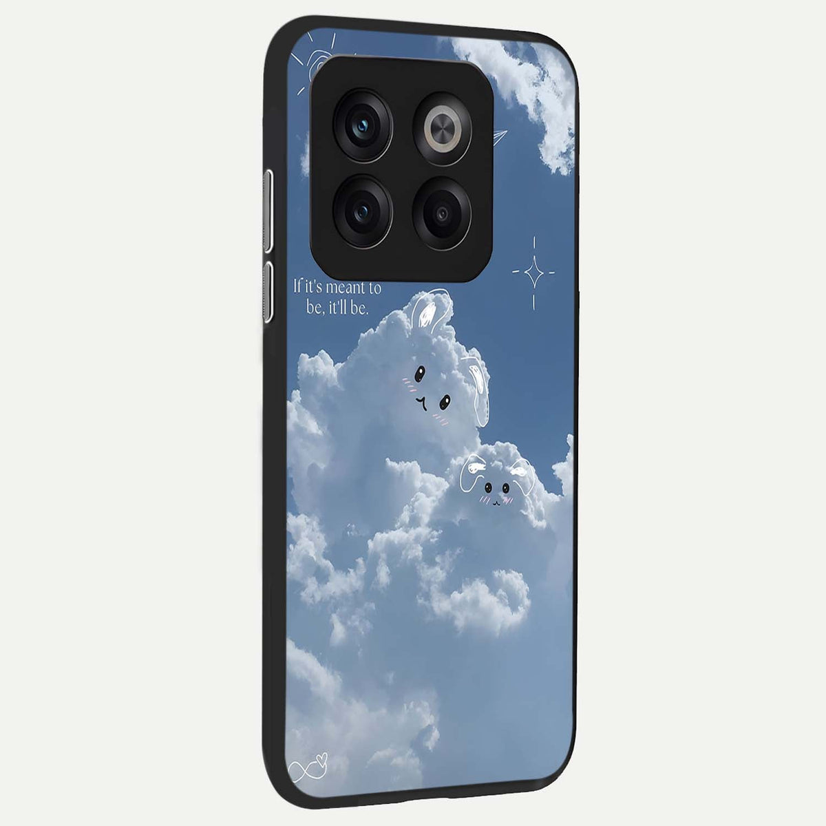 Cloud Bunny Dreams back cover For OnePlus 10T slim fit glass case with vibrant aesthetic design