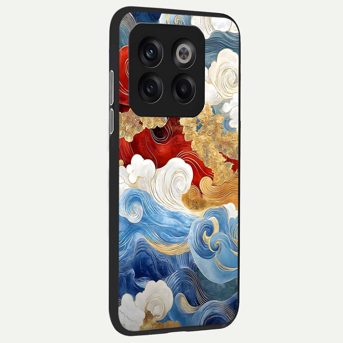 Colored Waves back cover For OnePlus 10T slim fit glass case with vibrant aesthetic design