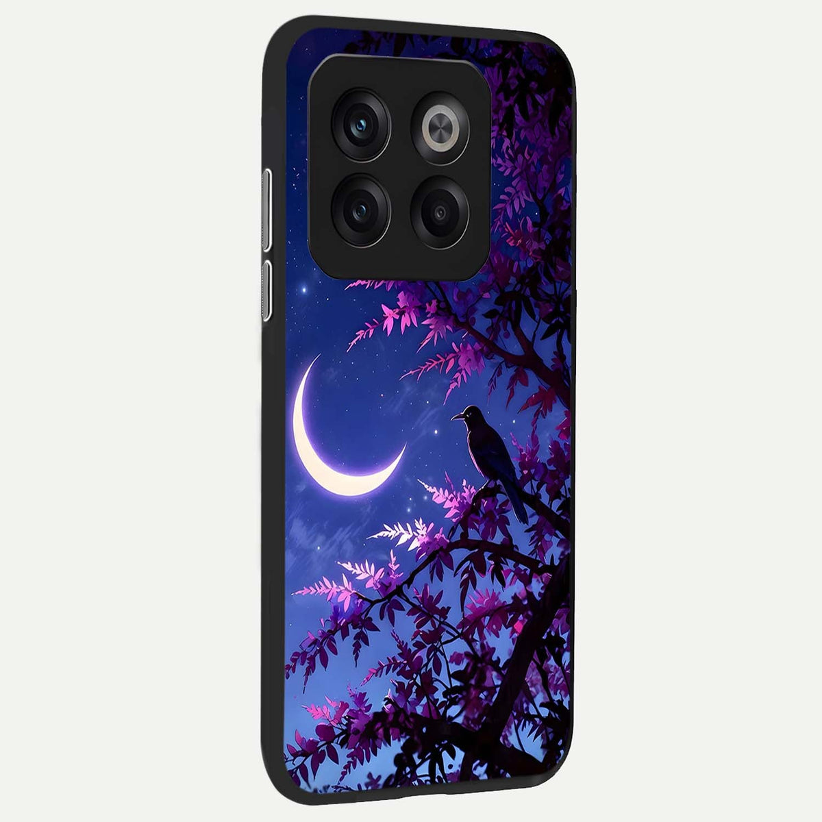 Crow And Moon Scenery back cover For OnePlus 10T slim fit glass case with vibrant aesthetic design