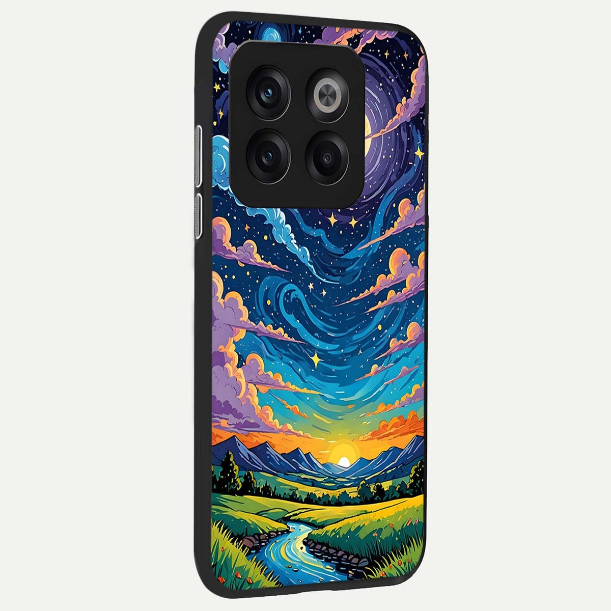 Dreamy Night Landscape back cover For OnePlus 10T slim fit glass case with vibrant aesthetic design