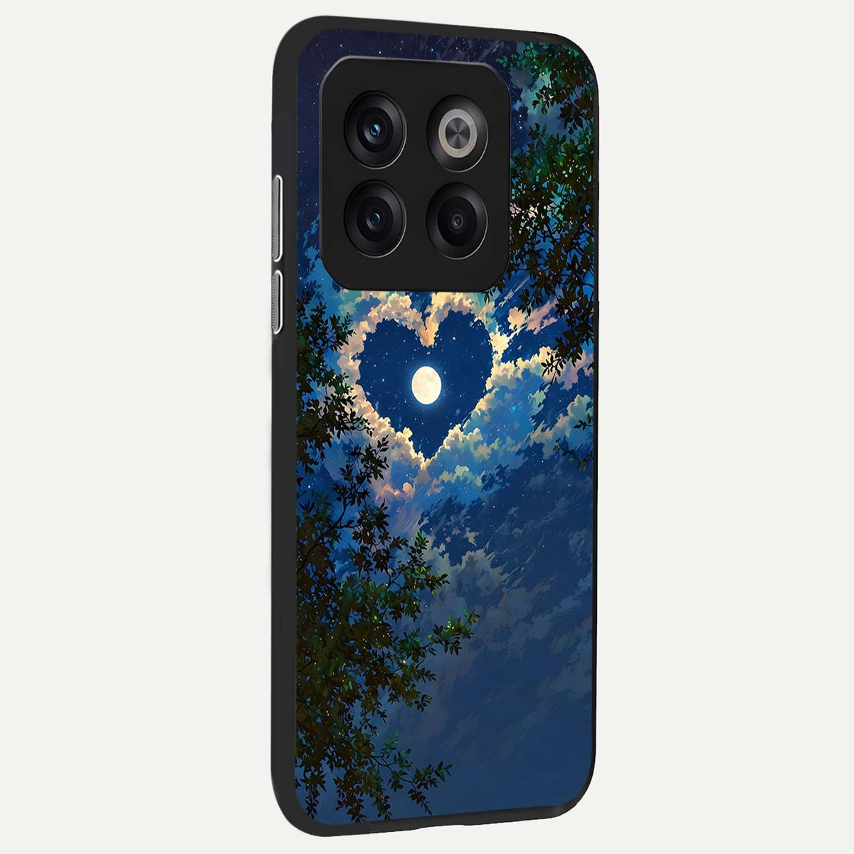Heart With Moon Sky back cover For OnePlus 10T slim fit glass case with vibrant aesthetic design