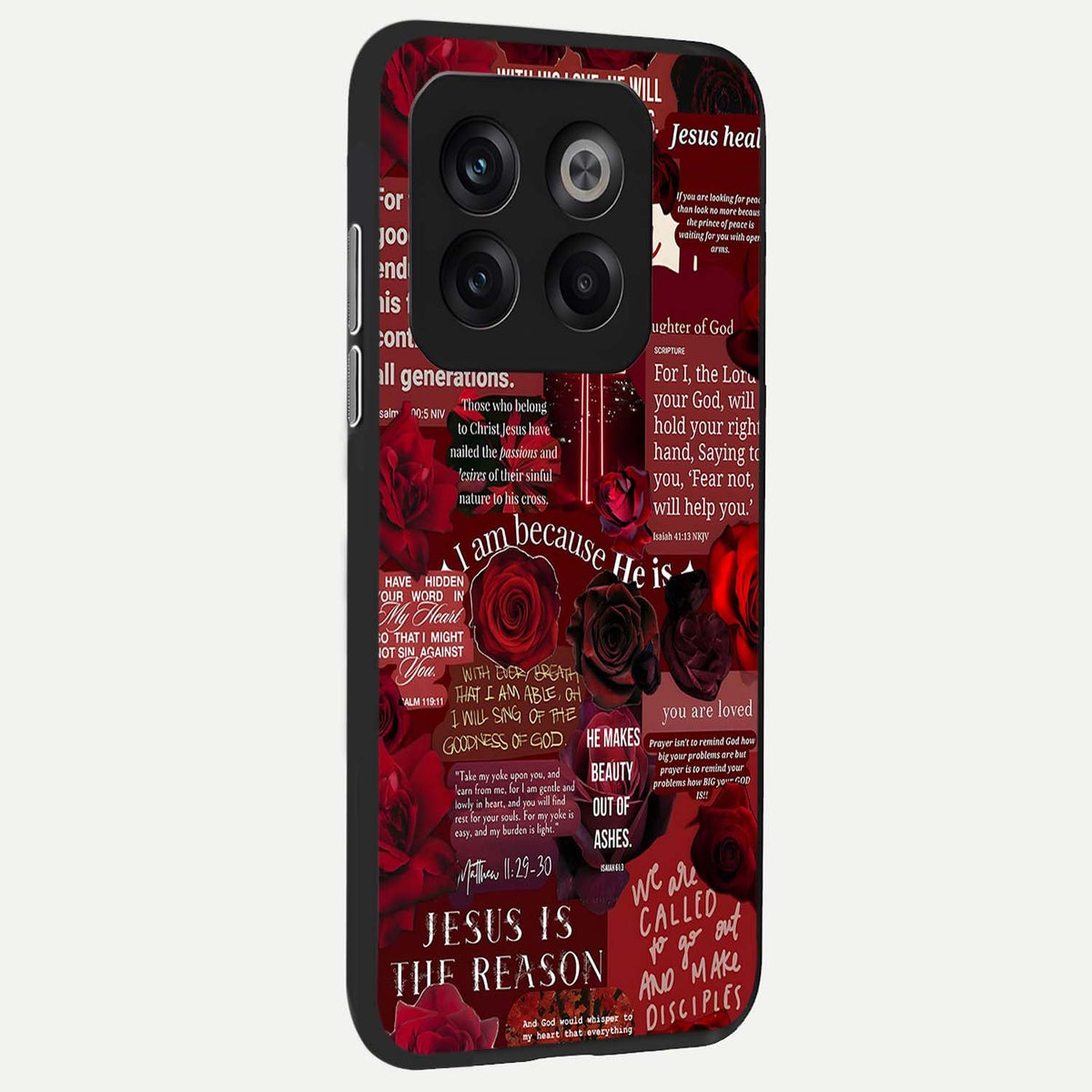 Jesus Love Heals back cover For OnePlus 10T slim fit glass case with vibrant aesthetic design