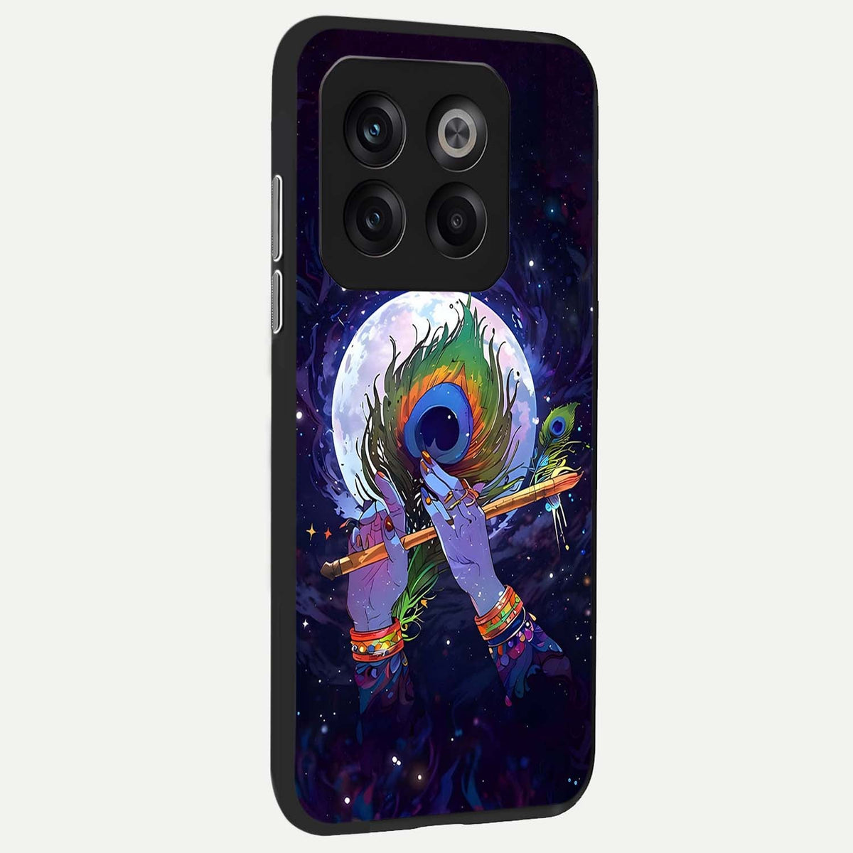 Krishna Hands Art back cover For OnePlus 10T slim fit glass case with vibrant aesthetic design