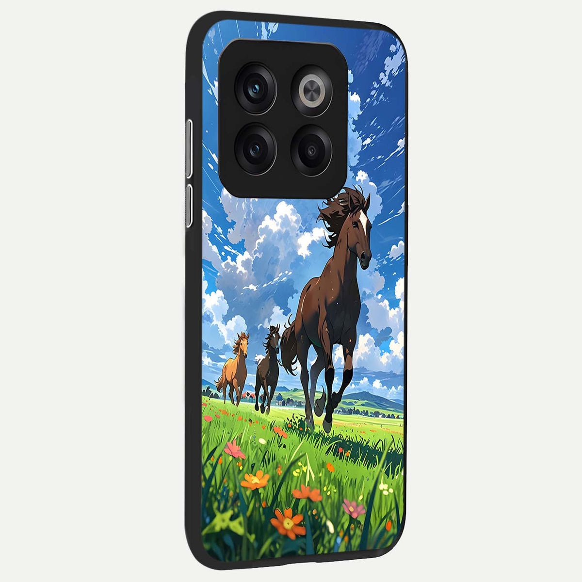Majestic Horses Galloping back cover For OnePlus 10T slim fit glass case with vibrant aesthetic design