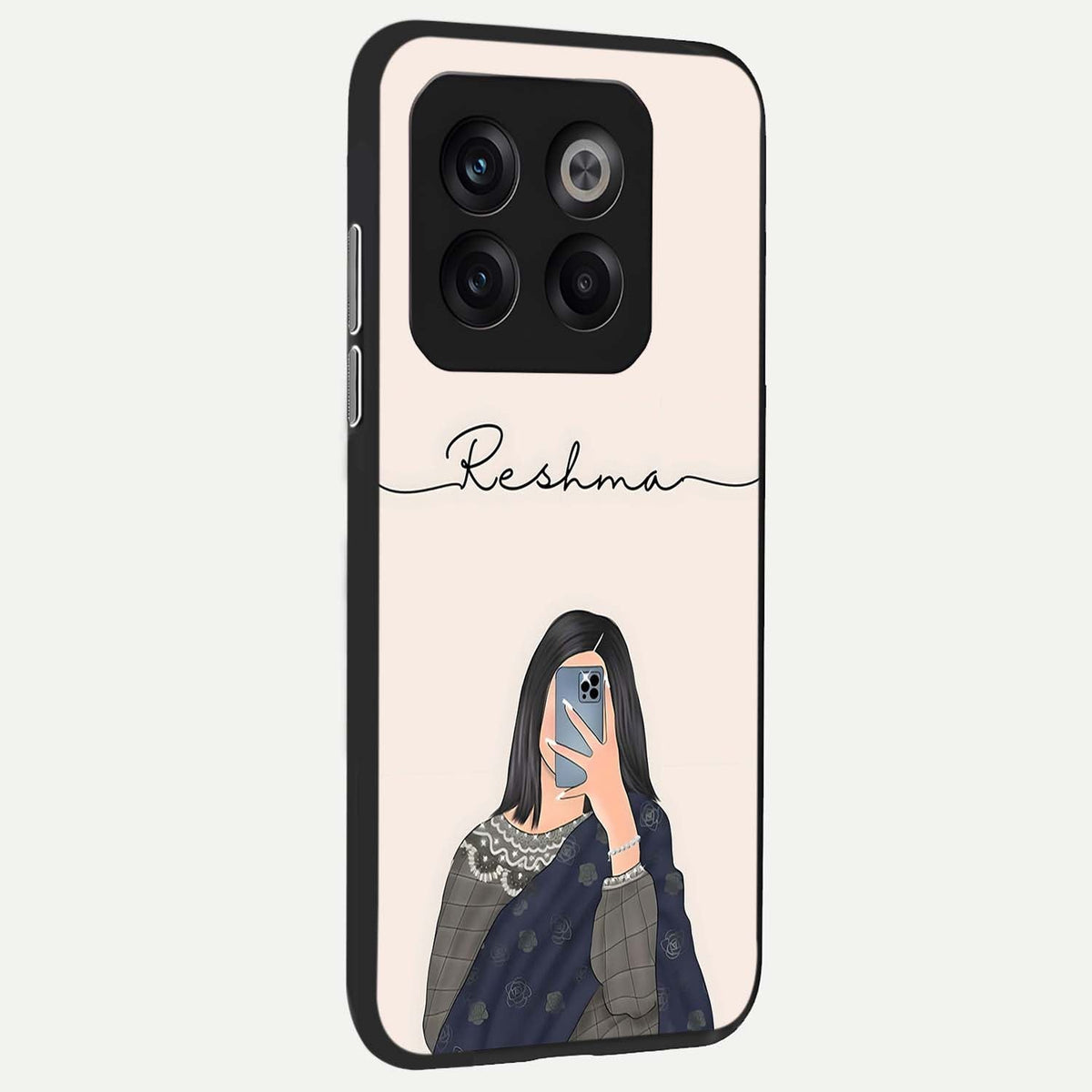 Mirror Mood Muse With Custom Name back cover For OnePlus 10T slim fit glass case with vibrant aesthetic design