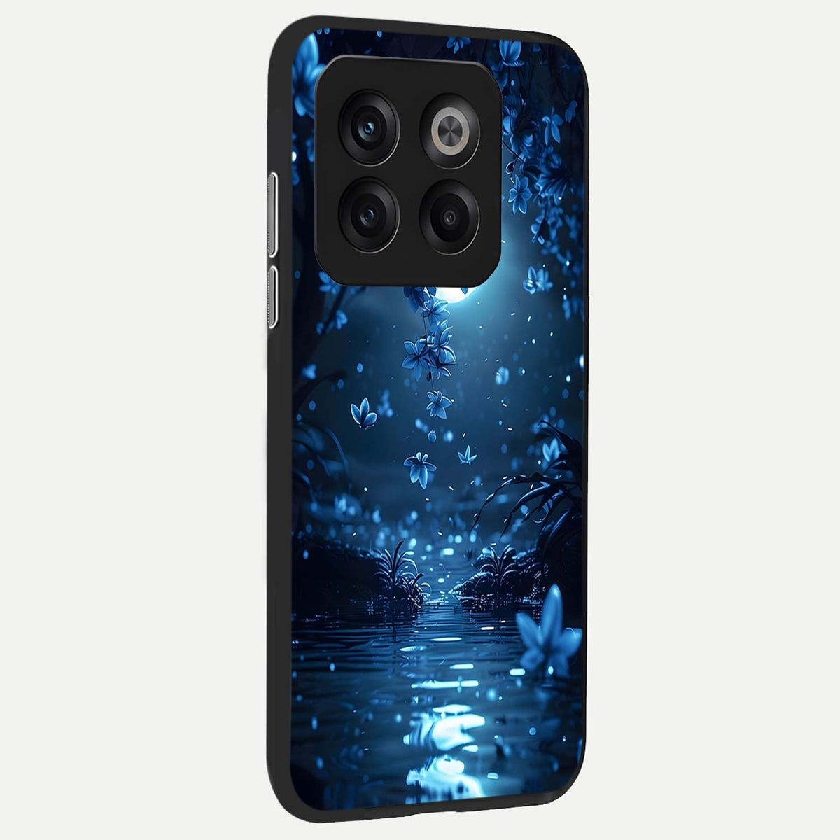 Moonlight Petal Dream back cover For OnePlus 10T slim fit glass case with vibrant aesthetic design
