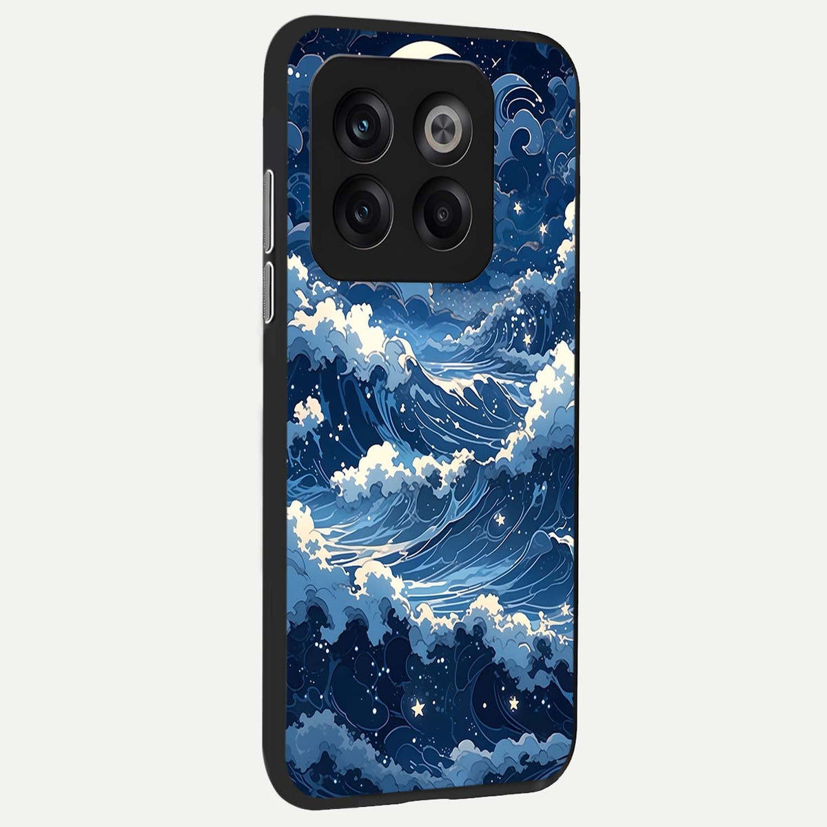 Ocean Moon Waves back cover For OnePlus 10T slim fit glass case with vibrant aesthetic design
