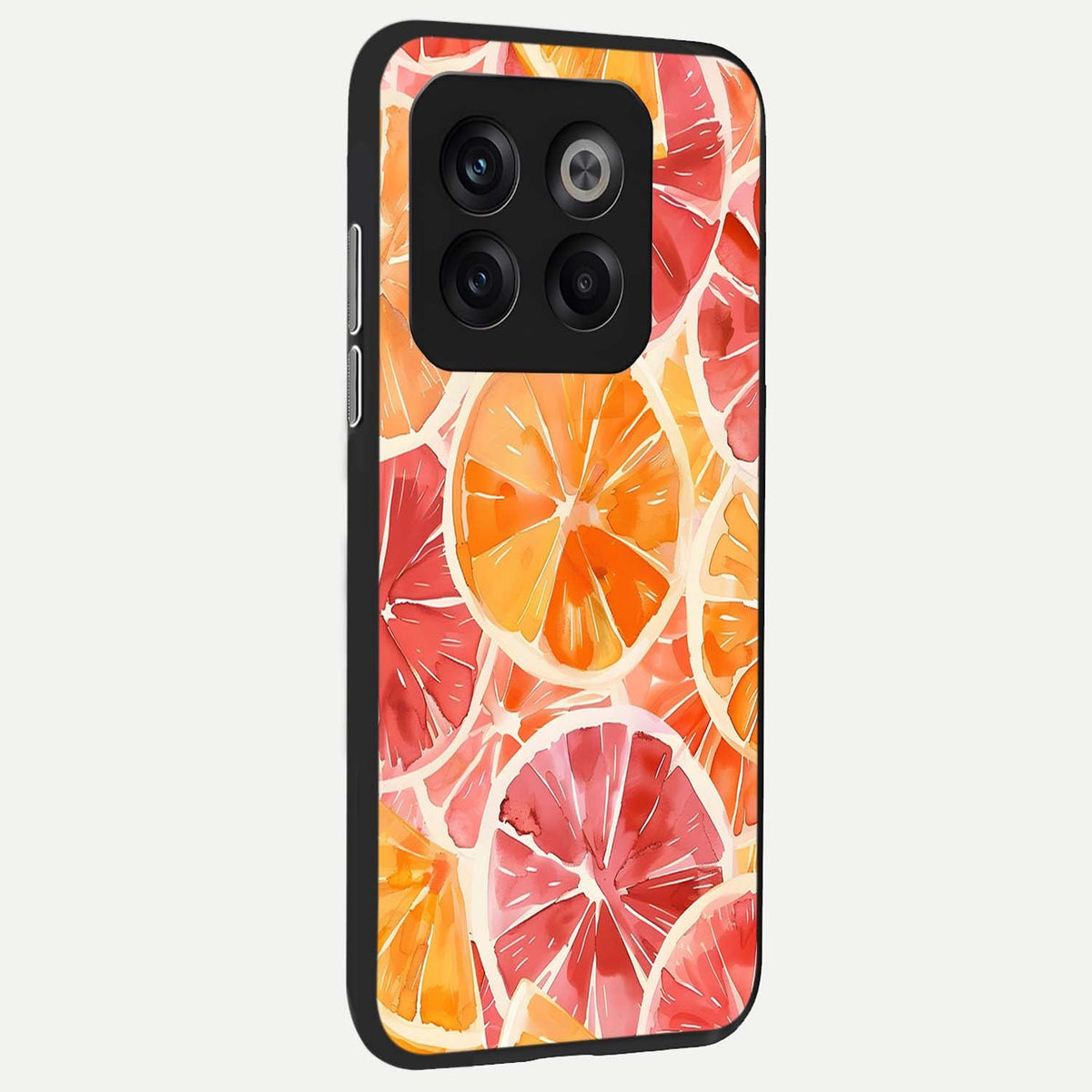 Orange Fruits Pattern back cover For OnePlus 10T slim fit glass case with vibrant aesthetic design