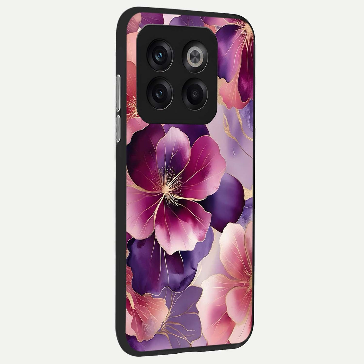 Pink Bouquet Florals back cover For OnePlus 10T slim fit glass case with vibrant aesthetic design