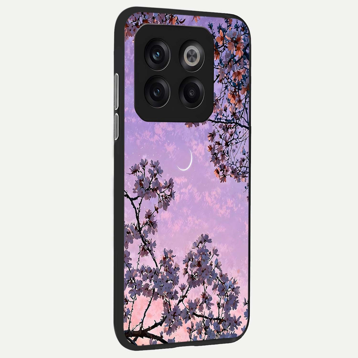 Purple Serenity Moon back cover For OnePlus 10T slim fit glass case with vibrant aesthetic design