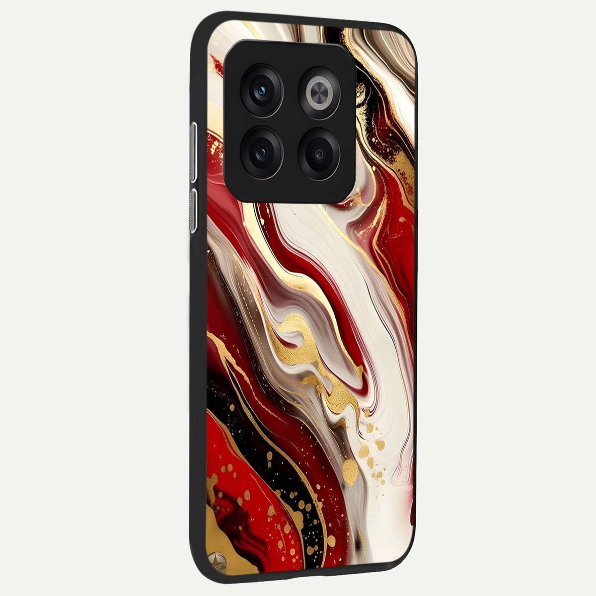 Red And White Marble back cover For OnePlus 10T slim fit glass case with vibrant aesthetic design