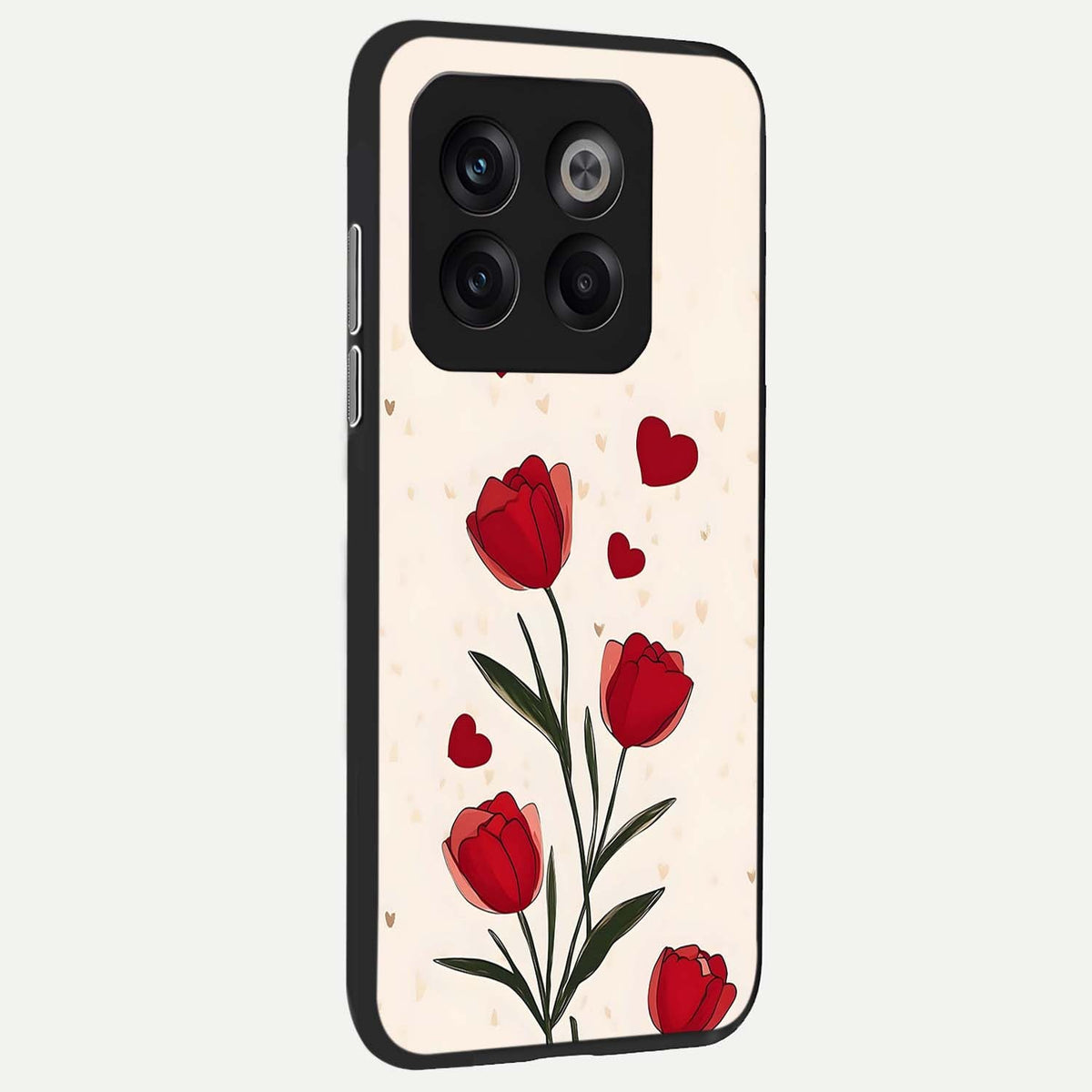Tulip With Heart back cover For OnePlus 10T slim fit glass case with vibrant aesthetic design