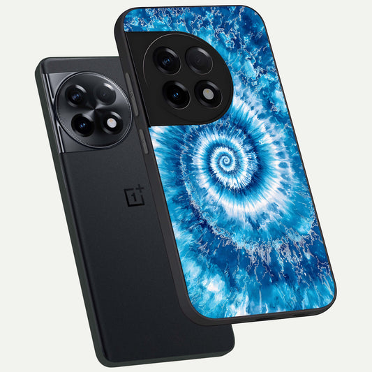 Blue Galaxy Wave phone case For OnePlus 11R showing premium glass back cover with detailed artwork