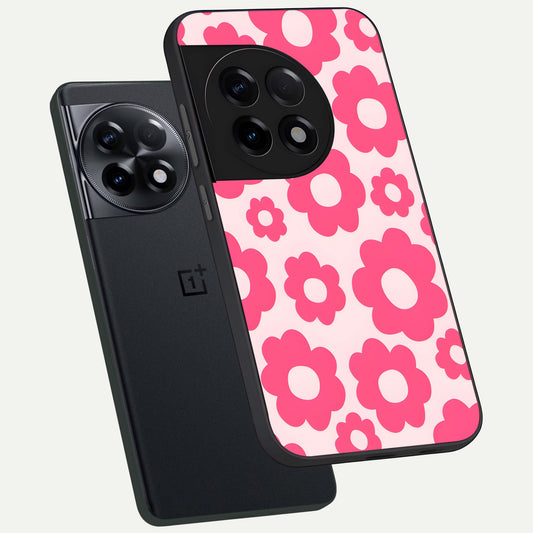 Blush Flower Pop phone case For OnePlus 11R showing premium glass back cover with detailed artwork